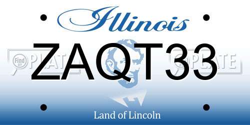 ZAQT33 Illinois License Plate