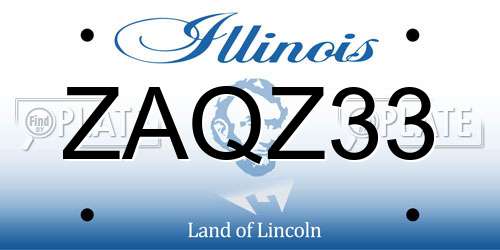 ZAQZ33 Illinois License Plate