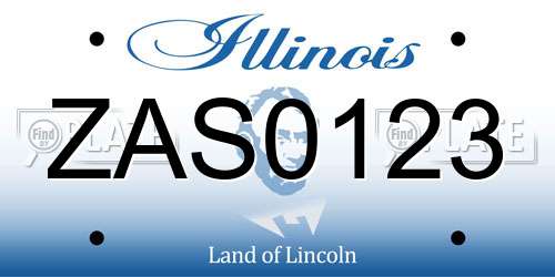 ZAS0123 Illinois License Plate