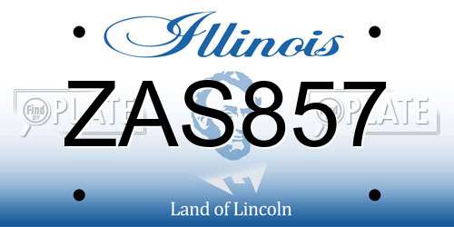 ZAS857 Illinois License Plate