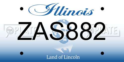 ZAS882 Illinois License Plate