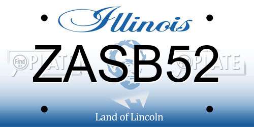 ZASB52 Illinois License Plate