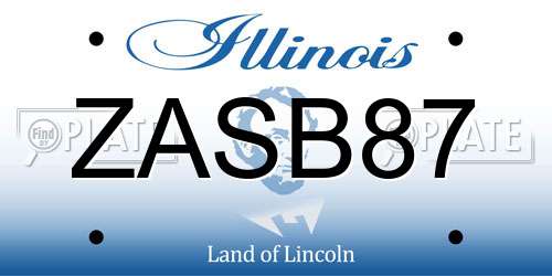 ZASB87 Illinois License Plate