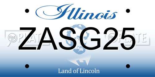 ZASG25 Illinois License Plate