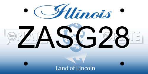 ZASG28 Illinois License Plate