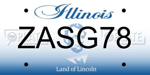 ZASG78 Illinois License Plate