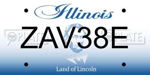 ZAV38E Illinois License Plate