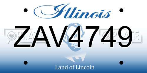 ZAV4749 Illinois License Plate