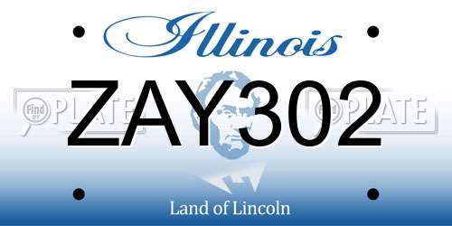 ZAY302 Illinois License Plate