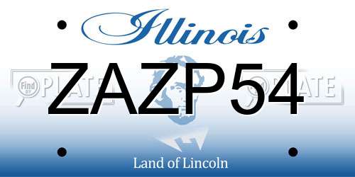 ZAZP54 Illinois License Plate