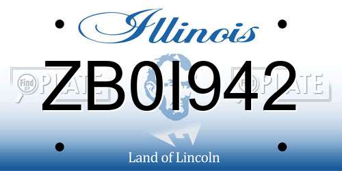 ZB0I942 Illinois License Plate