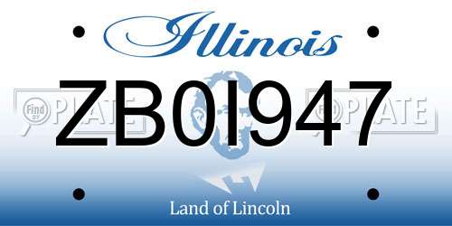 ZB0I947 Illinois License Plate