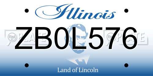 ZB0L576 Illinois License Plate