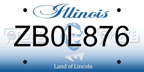 ZB0L876 Illinois License Plate