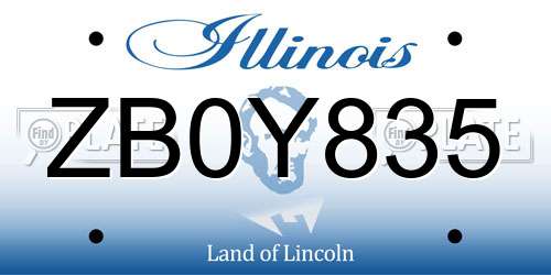ZB0Y835 Illinois License Plate