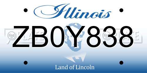 ZB0Y838 Illinois License Plate