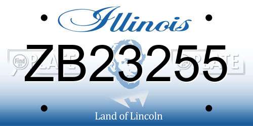 ZB23255 Illinois License Plate