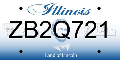 ZB2Q721 Illinois License Plate