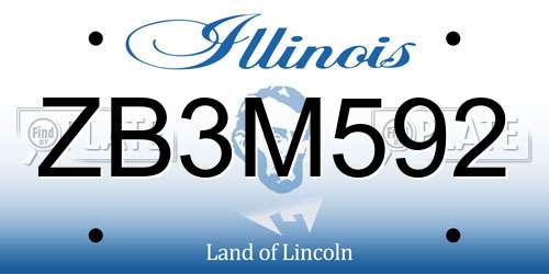 ZB3M592 Illinois License Plate