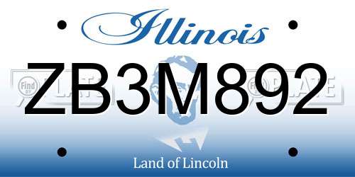 ZB3M892 Illinois License Plate