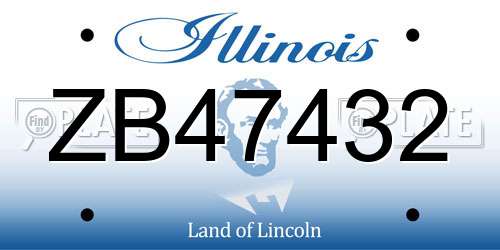 ZB47432 Illinois License Plate