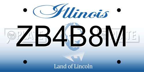 ZB4B8M Illinois License Plate
