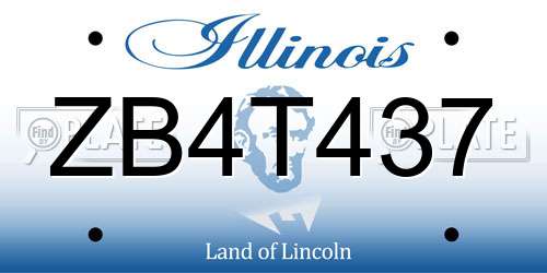 ZB4T437 Illinois License Plate