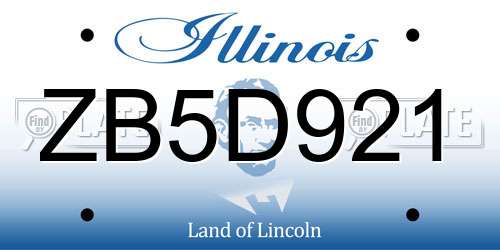 ZB5D921 Illinois License Plate