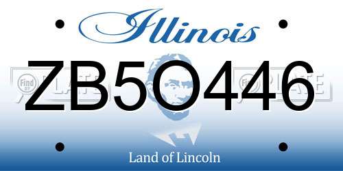 ZB5O446 Illinois License Plate