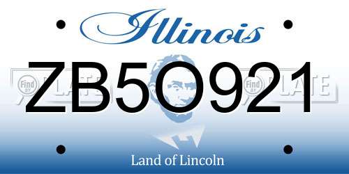 ZB5O921 Illinois License Plate
