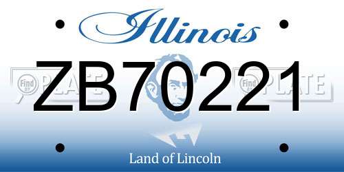 ZB70221 Illinois License Plate