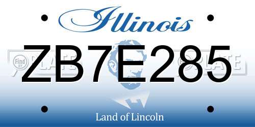 ZB7E285 Illinois License Plate