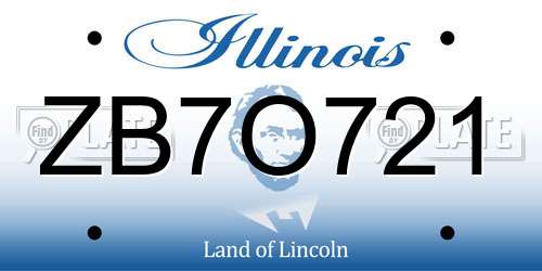 ZB7O721 Illinois License Plate
