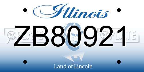 ZB80921 Illinois License Plate