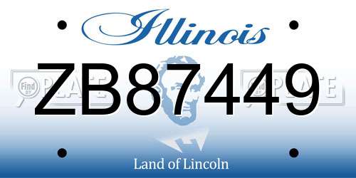 ZB87449 Illinois License Plate