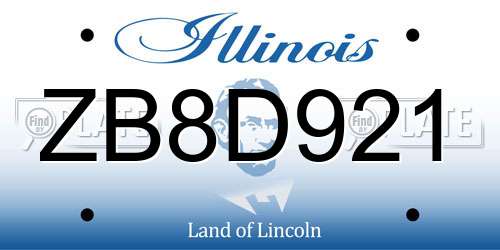 ZB8D921 Illinois License Plate