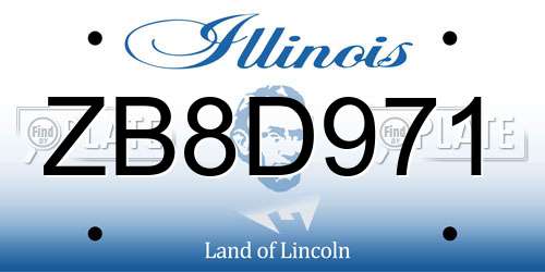ZB8D971 Illinois License Plate