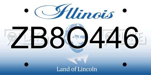 ZB8O446 Illinois License Plate