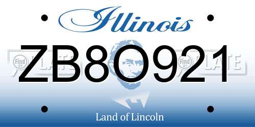 ZB8O921 Illinois License Plate