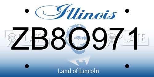 ZB8O971 Illinois License Plate