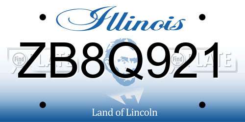 ZB8Q921 Illinois License Plate