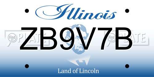 ZB9V7B Illinois License Plate