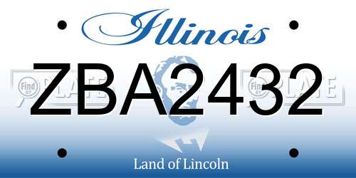 ZBA2432 Illinois License Plate
