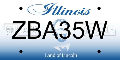 ZBA35W Illinois License Plate