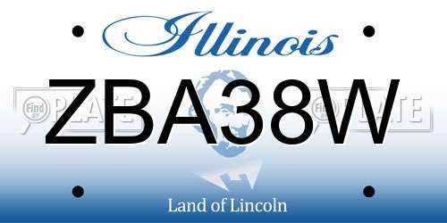 ZBA38W Illinois License Plate