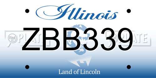 ZBB339 Illinois License Plate