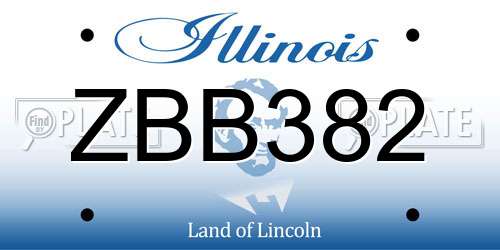 ZBB382 Illinois License Plate