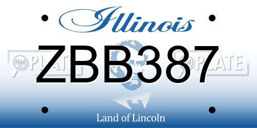 ZBB387 Illinois License Plate