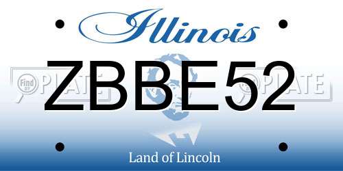 ZBBE52 Illinois License Plate