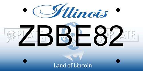 ZBBE82 Illinois License Plate